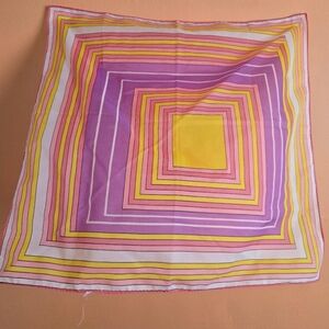 Vintage Colourblock Striped Chiffon Scarf – 23” Square